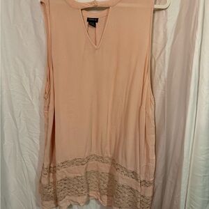 Torrid Blush Sleeveless Blouse with Lace Trim